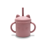 Silicone cup with handles and straw